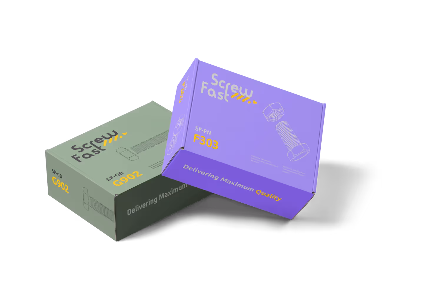 Maquettes de boîtes de boulons hexagonaux