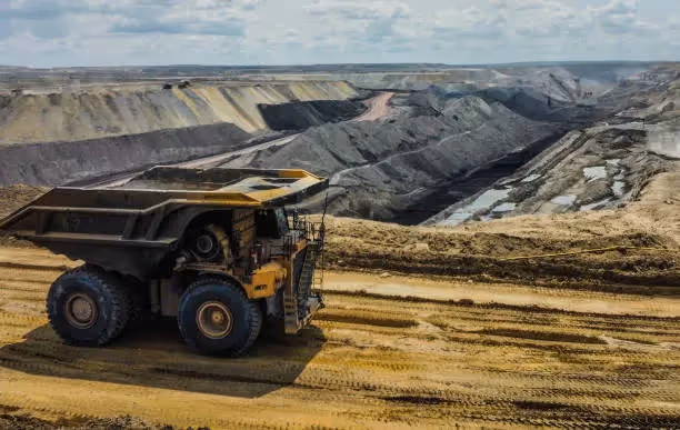 Truck - mounted crane at port